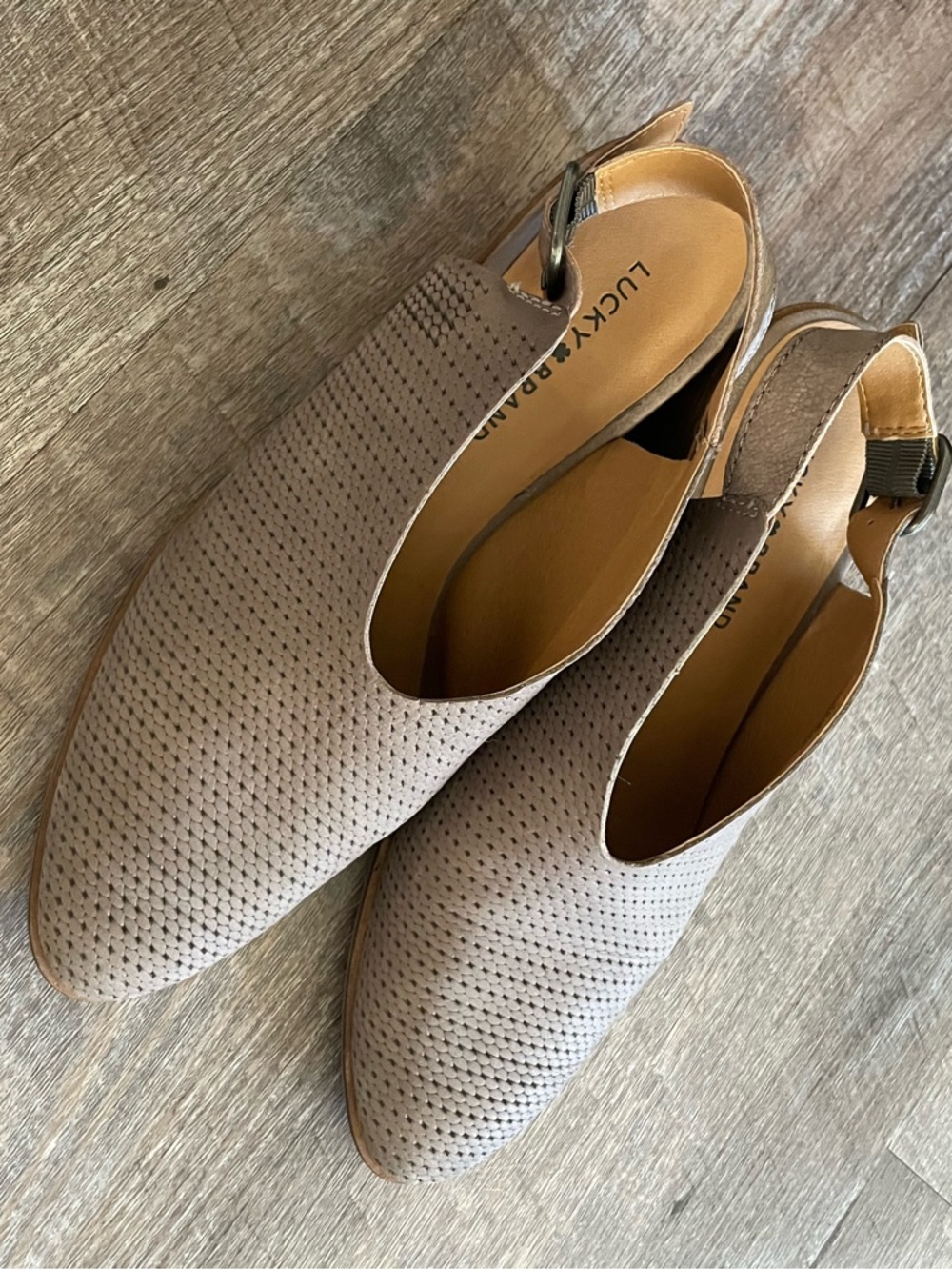 Lucky Brand Taupe Perforated Slingback Flats - Picture 2 of 6